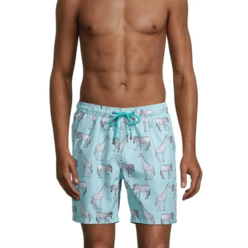 MR. SWIM CHEVRON ANIMAL PRINT SWIM SHORTS, SIZE MEDIUM - NEW!